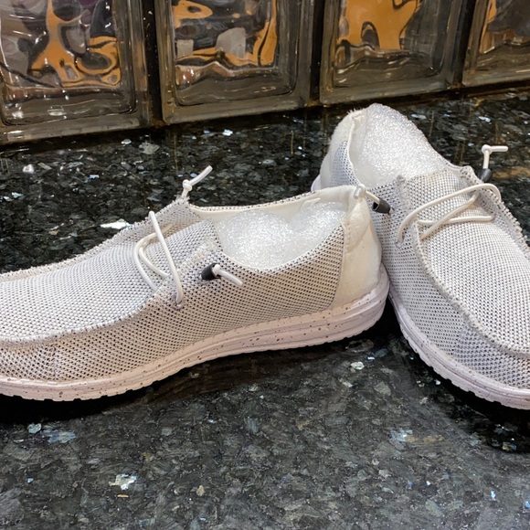 Hey Dude Wendy Women's White Knit Moccasins Stone White Size 9 - Picture 6 of 10